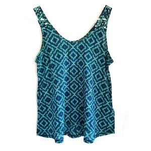3/$20 H&M Blue Diamond Patterned Criss Cross Strap Tank